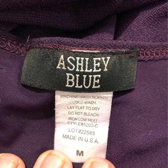 Medium Ashley Blue Womens 3/4 Sleeve Cow Neck Blouse C6315 - Picture 5 of 6